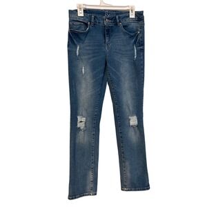 R1893 Roebuck & Co Women Blue Distressed Straight Leg Jeans Size 10 Medium Wash